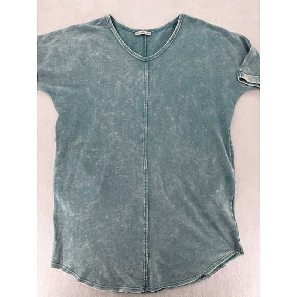 Zenana Acid Wash Green Blue Cotton Sweatshirt Dress T shirt S / M Oversized - Picture 3 of 8